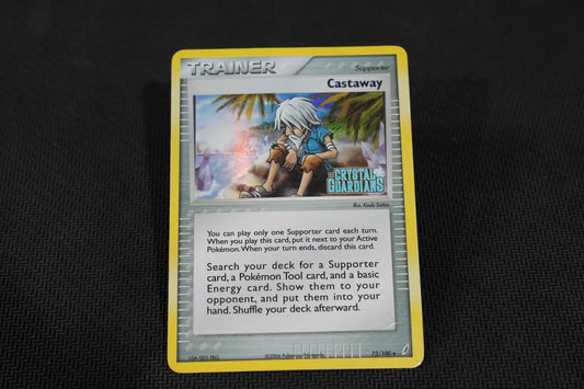 Castaway TRAINER 72/100 EX Crystal Guardians Reverse Holo TCG Pokemon Card - Moderately Played With Damage