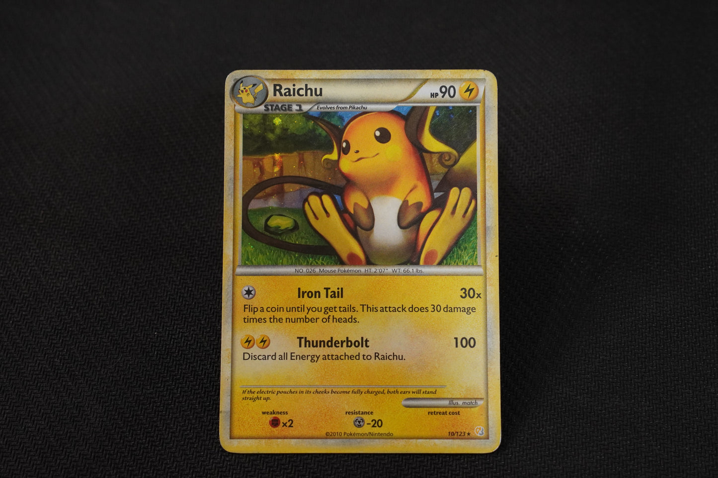 Raichu 10/123 HeartGold & SoulSilver TCG Pokémon Card - Moderately Played