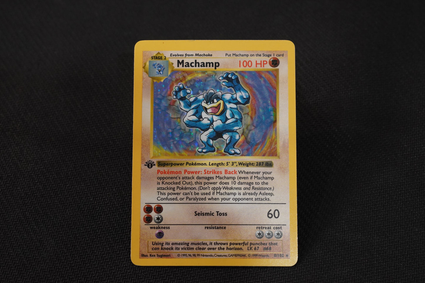 Machamp 8/102 Base Set Shadowless Holo TCG Pokémon Card - Lightly Played