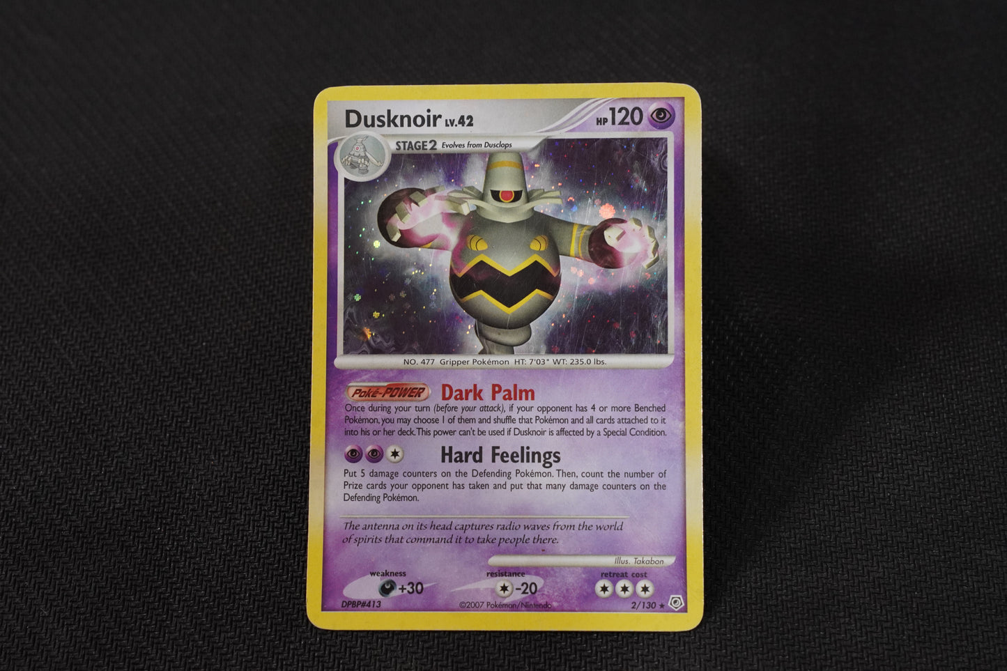 Dusknoir LV.41 2/130 Diamond & Pearl Holo TCG Pokémon Card - Moderately Played/D (Creased)