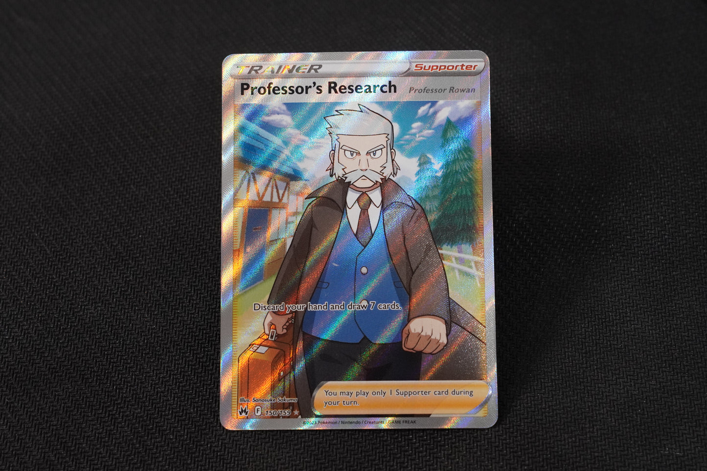 Professor's Research 150/159 Crown Zenith Holo Full Art TCG Pokémon Card - Near Mint