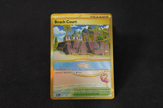 Beach Court 263/182 Paradox Rift Gold Holo Hyper Rare TCG Pokémon Card - Near Mint