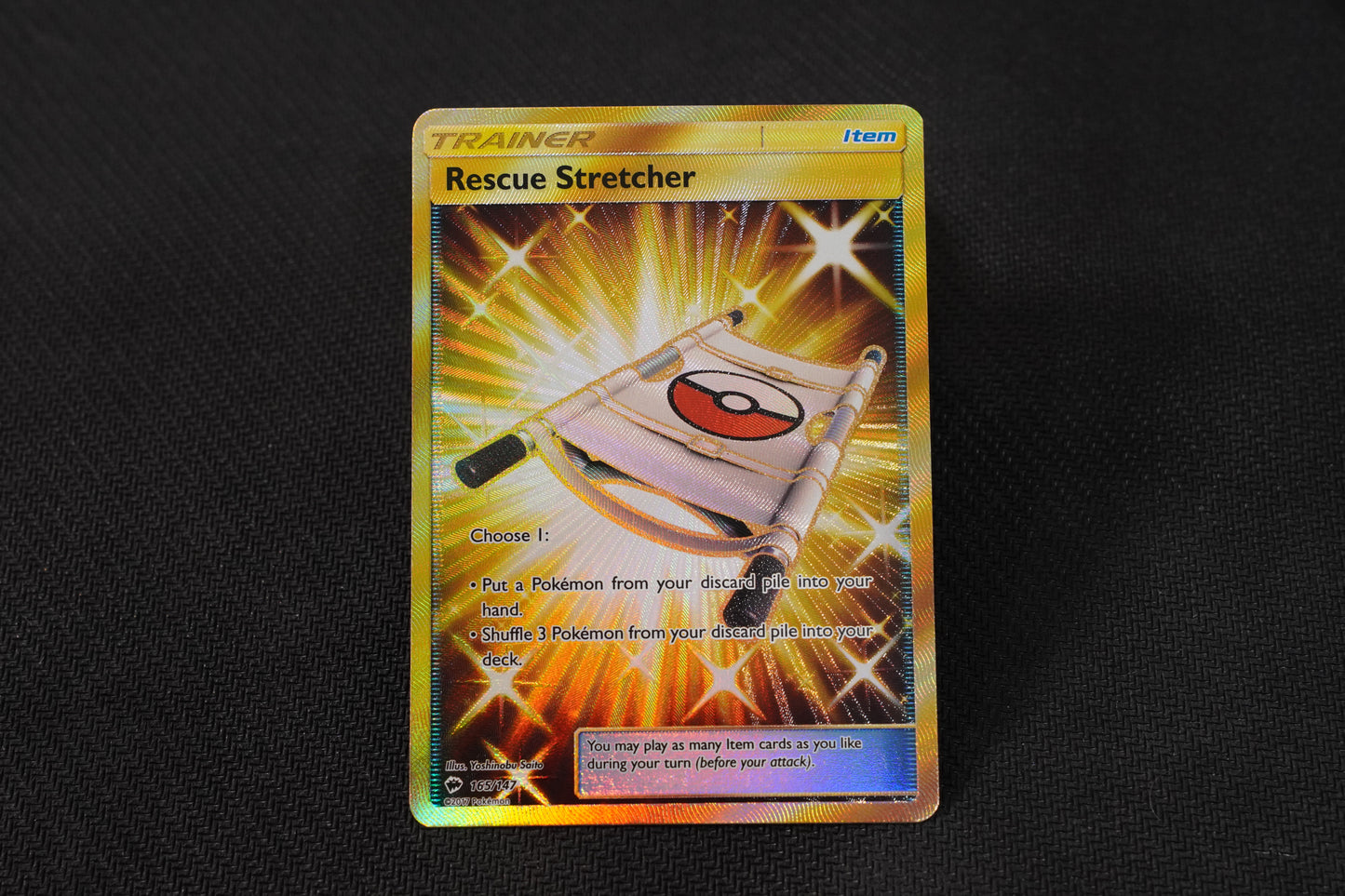 Rescue Stretcher 165/147 Burning Shadows Holo Gold Secret Rare TCG Pokémon Card - Near Mint