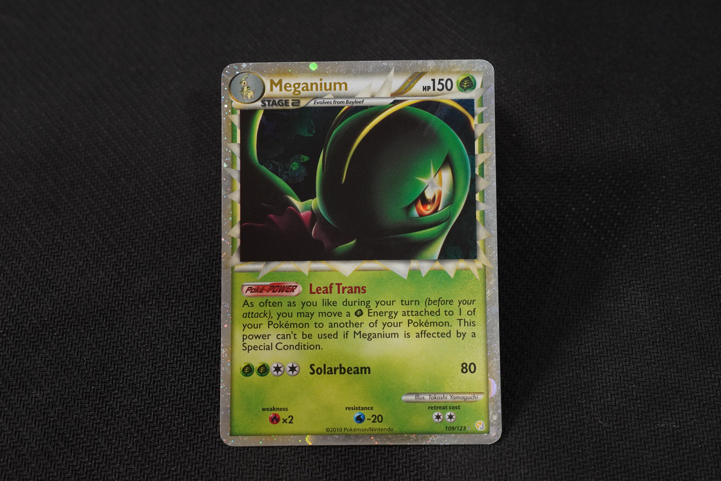 Meganium 109/123 HearGold & SoulSilver Prime Holo TCG Pokémon Card - Lightly Played