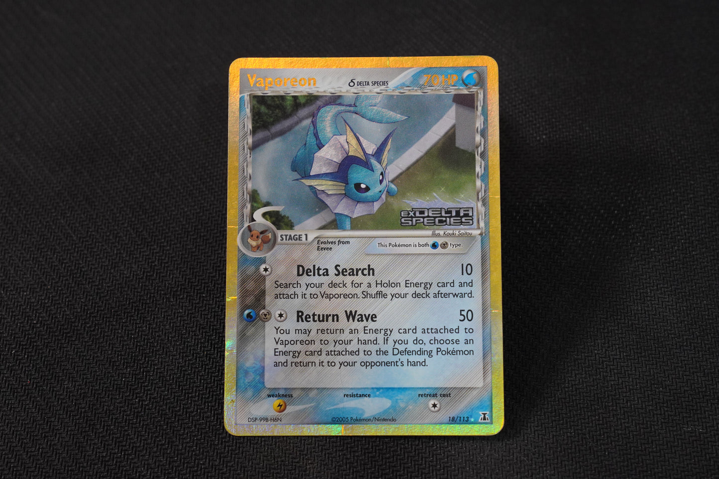 Vaporeon 18/113 EX Delta Species Reverse Holo TCG Pokémon Card - Moderately Played/D (Creased)