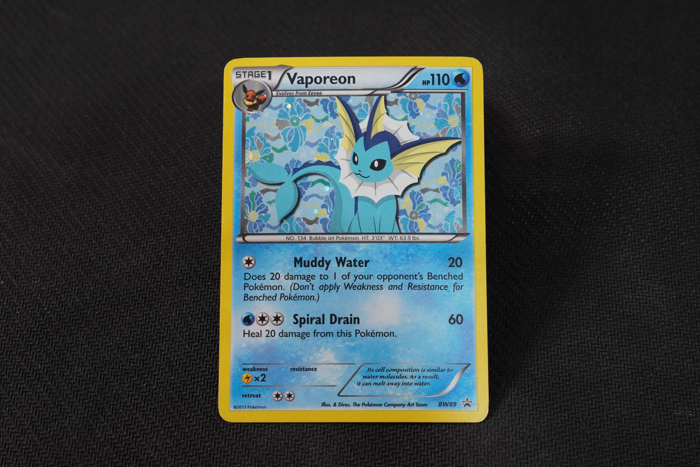 Vaporeon BW89 Promo Holo TCG Pokémon Card - Moderately Played (Creased)