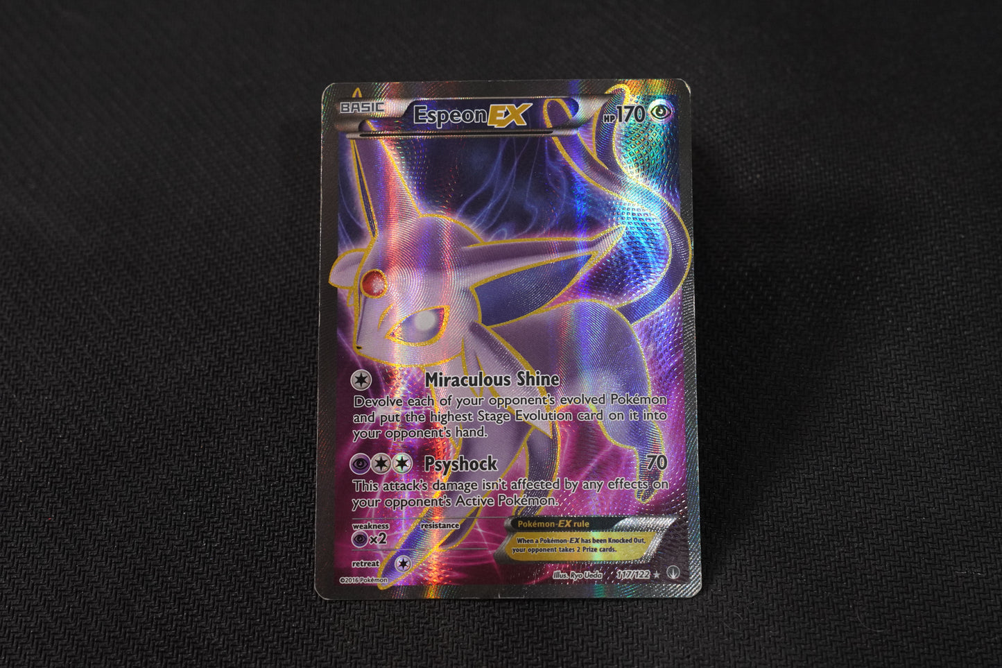 Espeon EX 117/122 BREAKpoint Holo Full Art TCG Pokémon Card - Moderately Played/D (Creased)