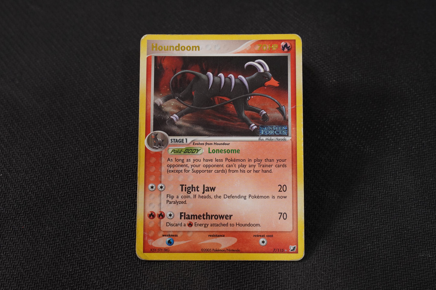 Houndoom 7/115 EX Unseen Forces Reverse Holo TCG Pokémon Card - Heavily Played/D