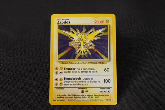 Zapdos 16/102 Base Set Unlimited Holo TCG Pokemon Card - Lightly Played/MP