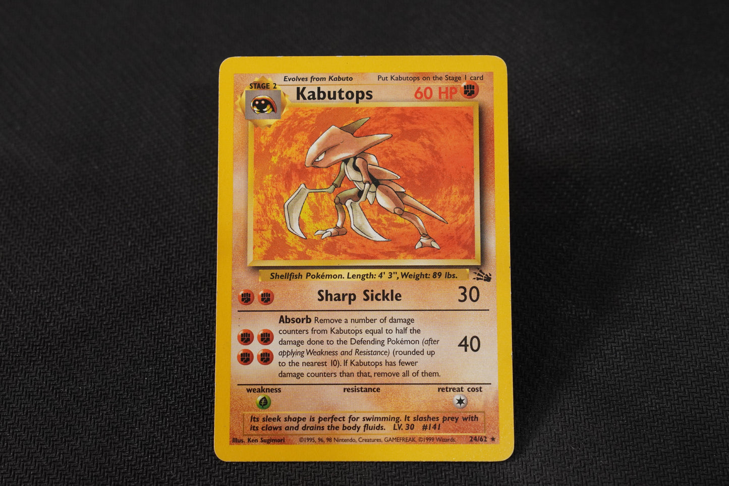 Kabutops 24/62 Fossil Unlimited non-holo TCG Pokémon Card - Lightly Played/MP